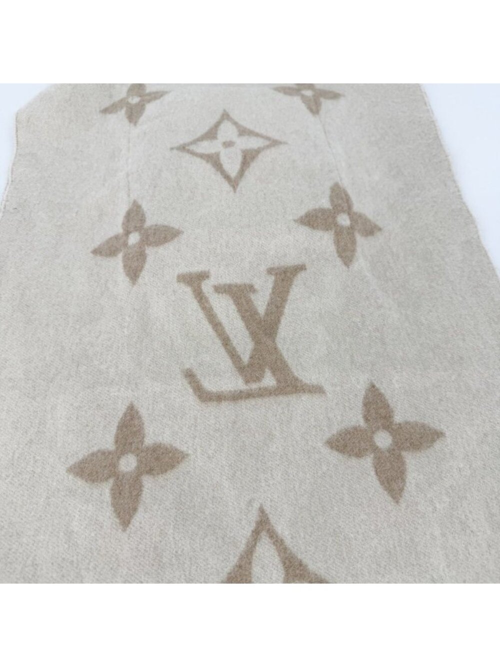 Louis Vuitton Scarf Monogram Cordray Cavic Cashmere Mink Beige Ivory Winter - Picture 7 of 8